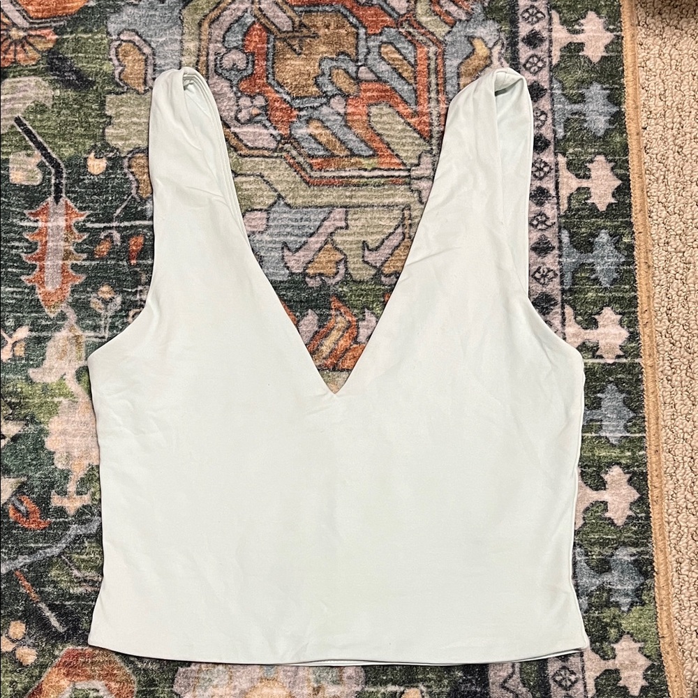Aritzia Babaton Light Blue V-Neck Tank Top